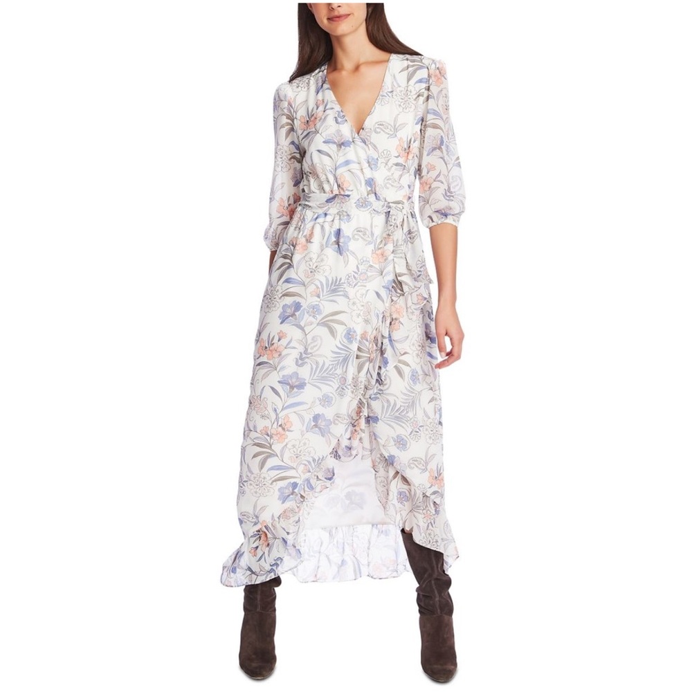 NWT 1.state Floral faux Wrap Dress asymmetric hem Size 8